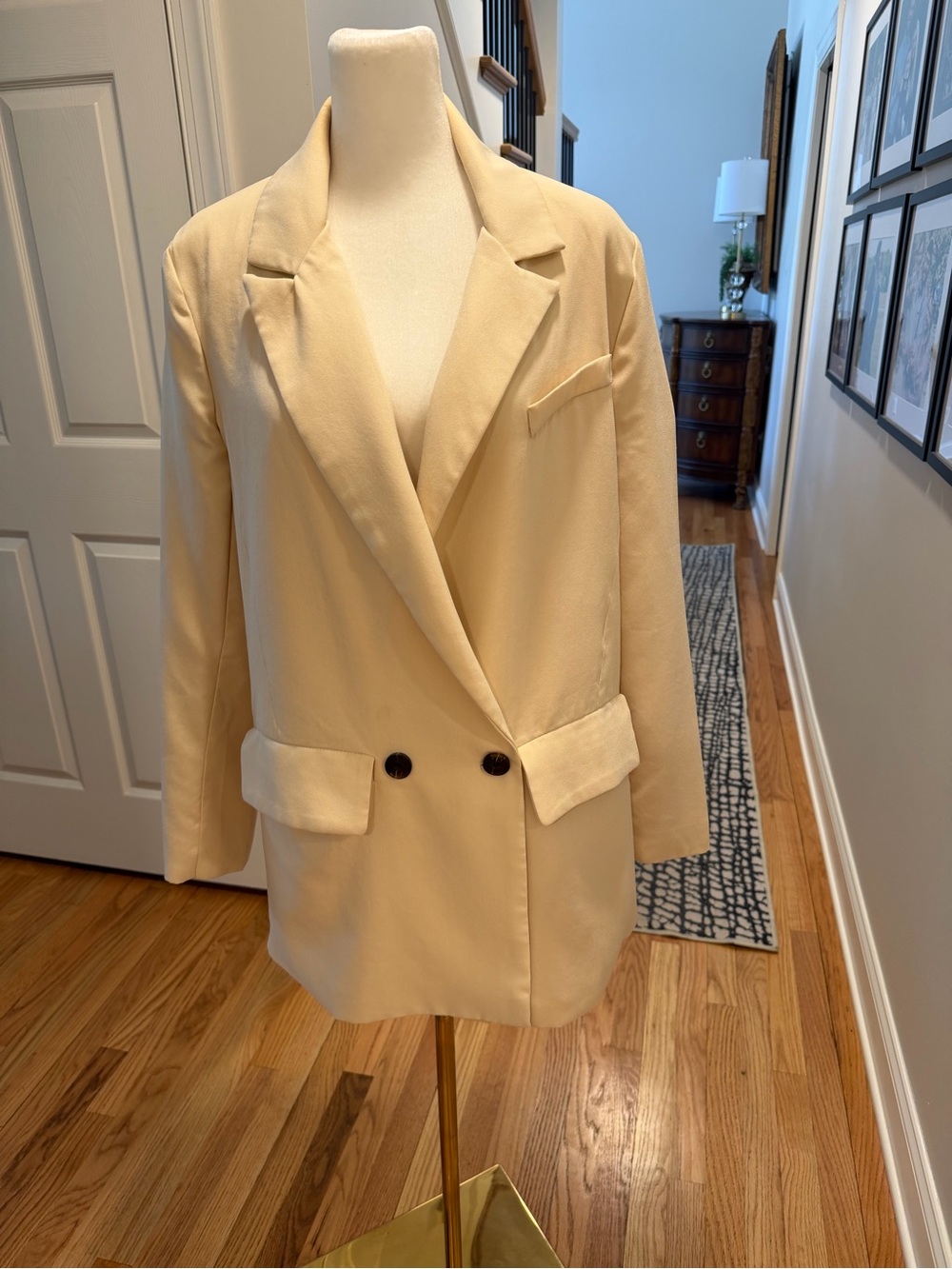 Women's Cream Double-Breasted Blazer Jacket